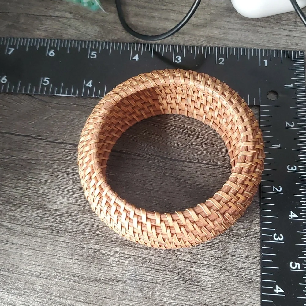Woven‎ Basket Brown Bangle Bracelet Overflow
